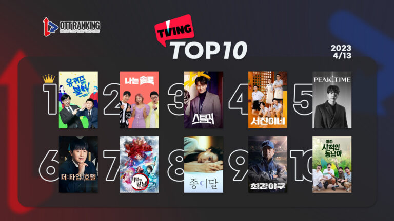 [데일리 OTT 랭킹] 4/13 티빙·넷플·웨이브 TOP10 – 알록달록 티빙 차트